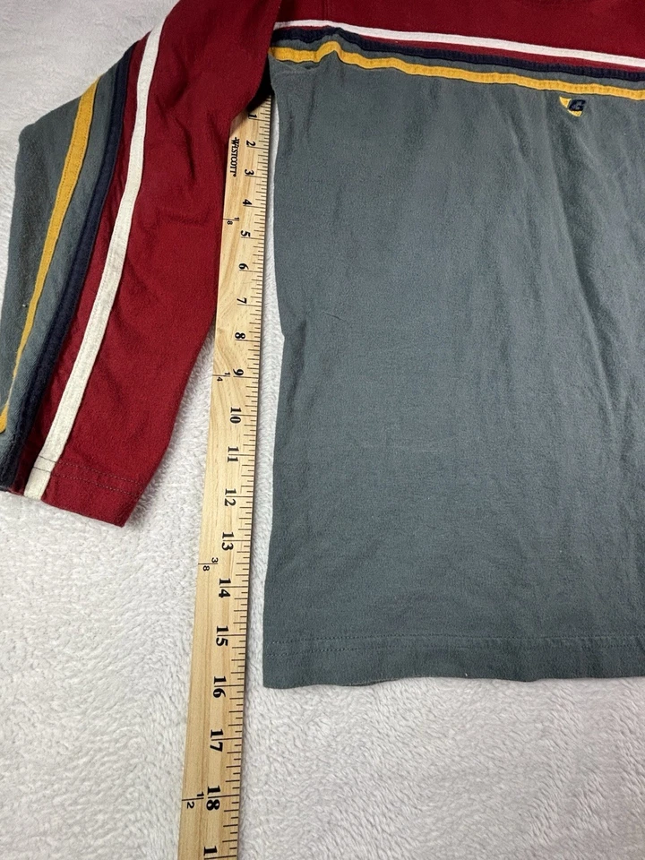 VINTAGE Guess Shirt Boy's Red/Gray/Yellow/White Stripes Long Sleeve Sz Large VTG - Image 4 of 4