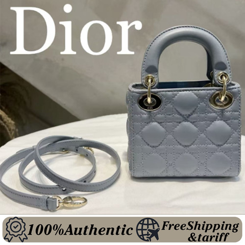 Authentic Preowned micro Mini Lady Dior Bag Blue Lambskin---USA