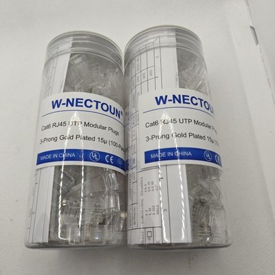 2 Pck W-Nectoun Cat6 RJ45 Connector 100 (200 Total) - Cat6 Ends UTP Network Plug