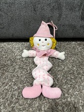 Vintage Dakin Clown Crib Pull Toy Plush Stuffed Musical Pink Yellow