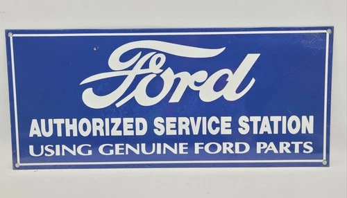 Vintage Ford Authorized Service Station Porcelain Enameled Metal Sign