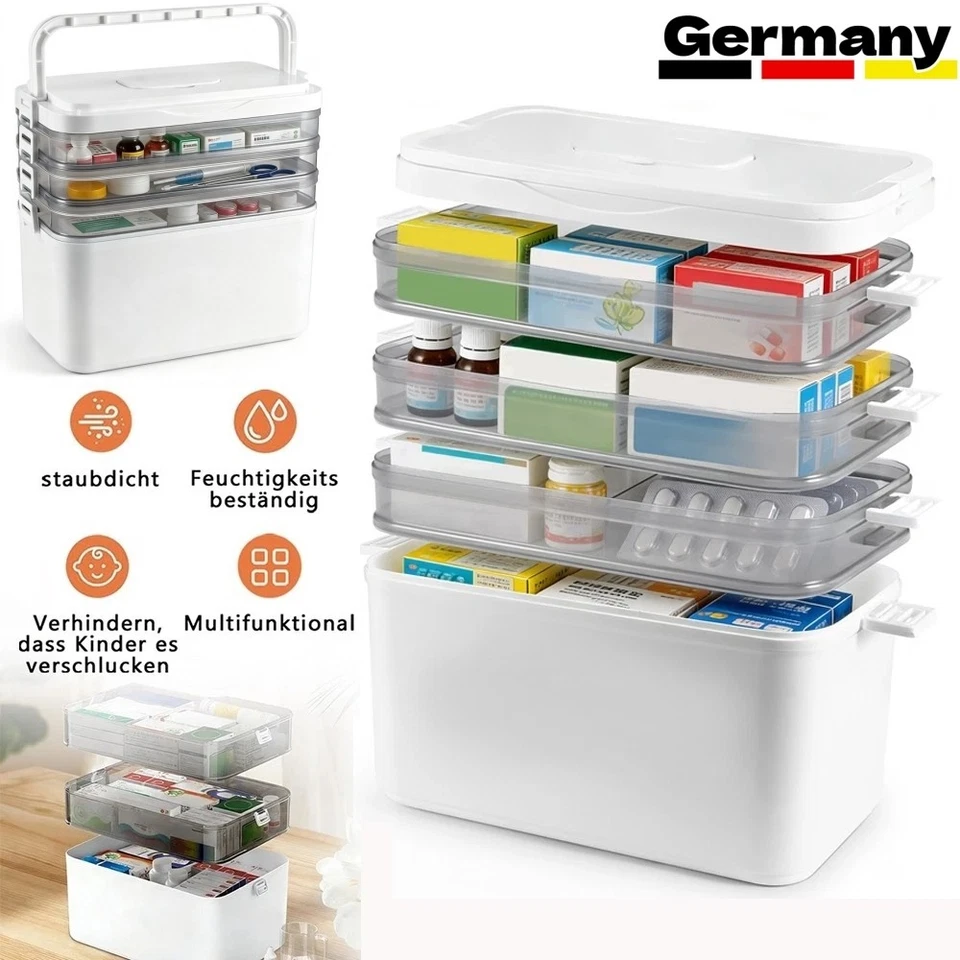 4 Etagen Medikamenten Aufbewahrung, Medizinbox, Hausapotheke Box, Apothekenbox - Bild 1 von 4