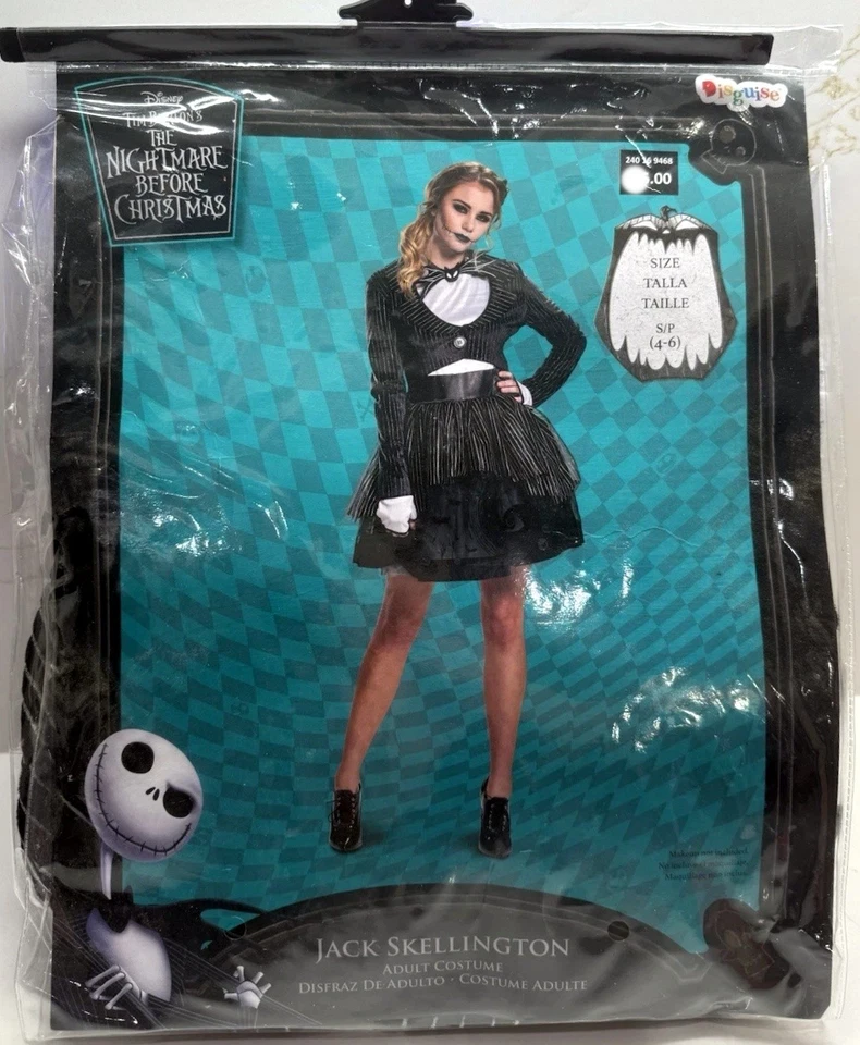 Nightmare Before Christmas Womens Jack Skellington Tutu Halloween Costume S 4-6 - Image 2 of 3