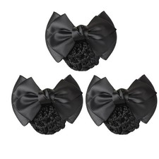 3 Pcs Hair Snood Net Bowknot Decor Barrette Elastic Mesh Hair Bun Cover Satin...