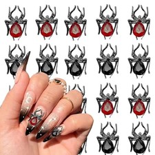 Halloween Nail Charms Spider Nail Rhinestones 3D Nail Art Charms Silver black