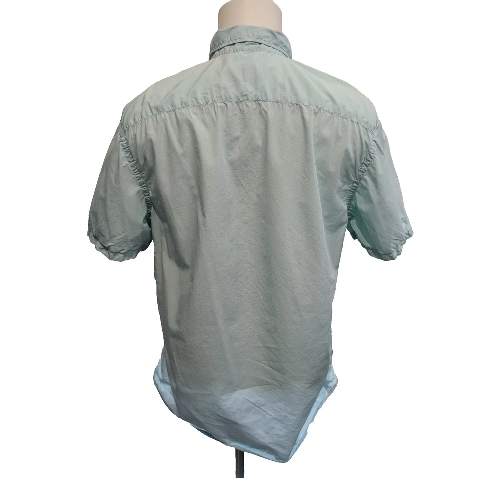 Chemise Lacoste 41 M Vert Pâle Manches Courtes Logo Brodé Vintage Coton - Photo 2/4