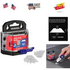 50-Pack Utility Knife Blades with Dispenser, SK5 Steel Box Cutter, Standard B...