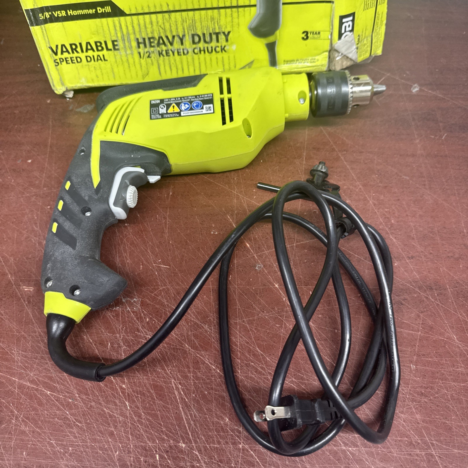 RYOBI 6.2 Amp Corded 5/8 in. Variable Speed Hammer Drill NO HANDLE