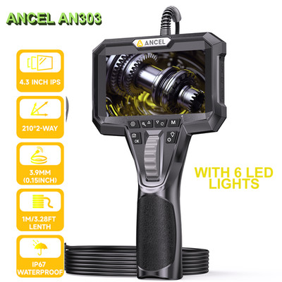 ANCEL AN303 3.9mm 4.3'' 2-way Articulating Borescope Inspection Camera Endoscope