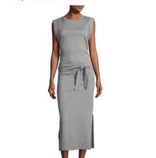 VINCE Cotton Sleeveless Wrap GREY JERSEY Dress SIZE S