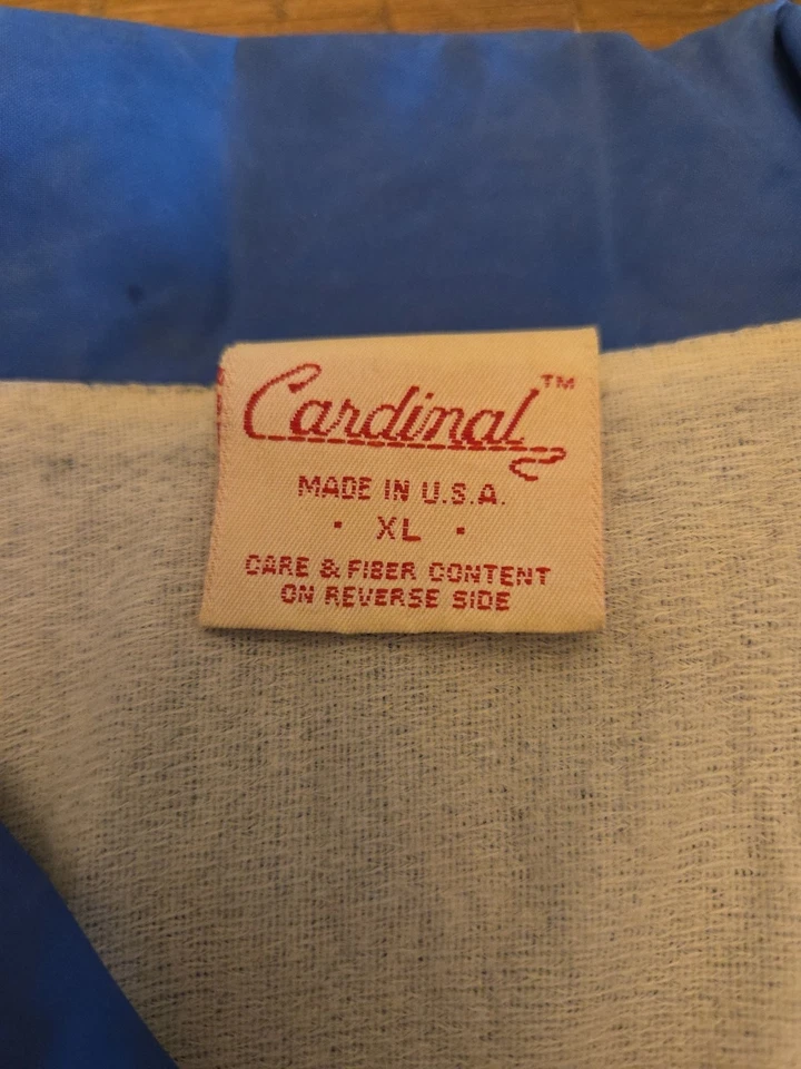 Vintage Athletic Works Jacket Windbreaker Button Down  USA Large Blue W/ Patches - Image 2 of 4