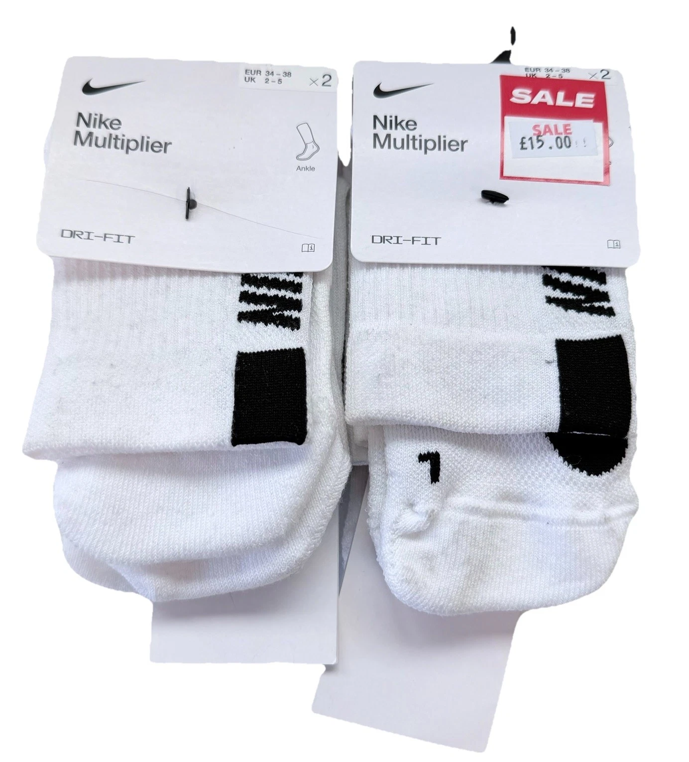 Nike Multiplier Ankle Socks White Size UK 2-5 X4 Pairs New