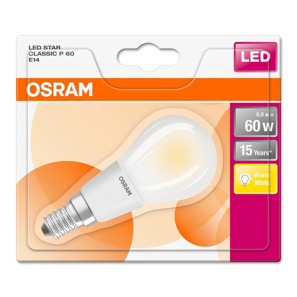 6 x Osram LED Filament Retrofit Tropfen 6W = 60W E14 matt 806lm warmweiß 2700K - Bild 4 von 4
