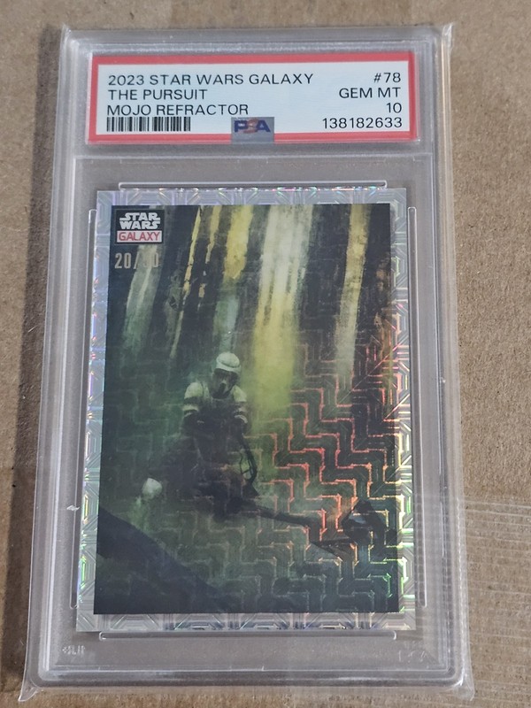 2023 Topps Star Wars Chrome Galaxy Mojo Refractor /50- #78 The Pursuit PSA 10