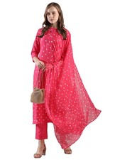 GoSriKi Women's Rayon Blend Straight Printed Kurta with Pant  Dupatta