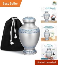 Beautifully Engraved Aluminum Urn for Adult Ashes - Large 200 Cubic Inch