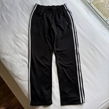 Adidas Climalite Track Pants Black White 3 Stripe Boys XL Youth Athletic Joggers