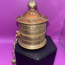 Tibetan Prayer Wheel Copper and Brass Table W/Mantra Roll inside! Vintage (0858)