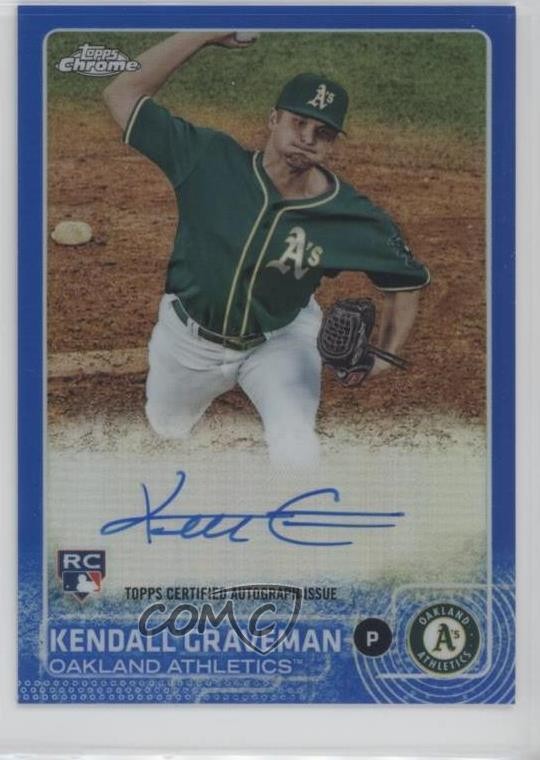 2015 Topps Chrome Rookie Blue Refractor 44/150 Kendall Graveman Auto RC 0l44