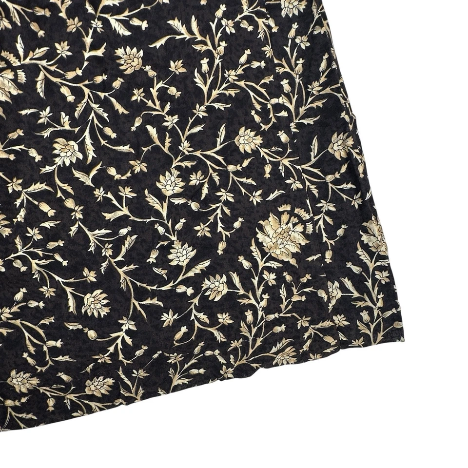 Saia Maxi Feminina Vintage Emanuel Ungaro Tamanho 6 Floral Marrom Botões Linha A Y2K - Imagem 3 de 4