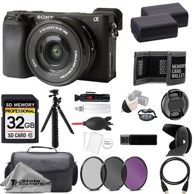 Sony Alpha a6400 Camera w/ 16-50mm Lens +32GB + Ext Bat+ 3 PC Filter- Kit