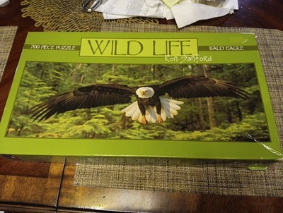 VTG Ceaco #2903-4 WILD LIFE 700 Pc Puzzle by Ron Sanford BALD EAGLE  34 x12  NOB