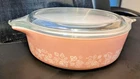 VTG 1950s PYREX 1 pt #471 Casserole Dish with Lid (Set) Pink Gooseberry Bowl