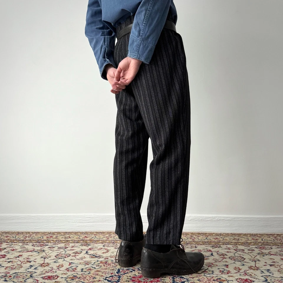 1940s Vintage Men's European Morning Suspender Striped Trousers - Image 3 of 4