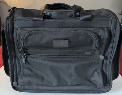 Tumi Black Nylon Business Case Carry On with Wheels & Multiple Compartments