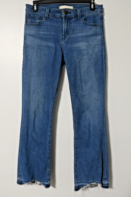 J Brand Women's Selena Mid Rise Crop Boot Raw Distressed Hem Jeans Earthy 26