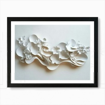 3d Effect Element Made of White Col Framed Wall Art Poster Canvas Print Picture