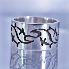 Size 11.5, Native American southwestern Sterling 925 silver ring, wide band