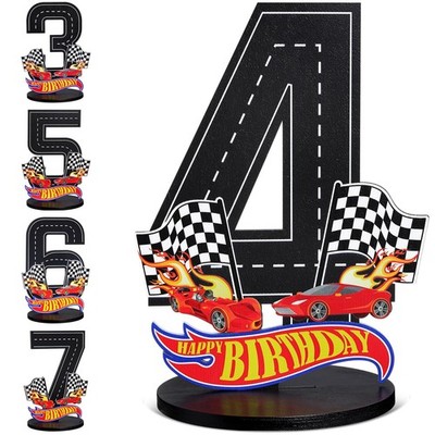 Race Car 4th Birthday Number Sign Centerpiece Race Car Theme 4th Birthday Par...