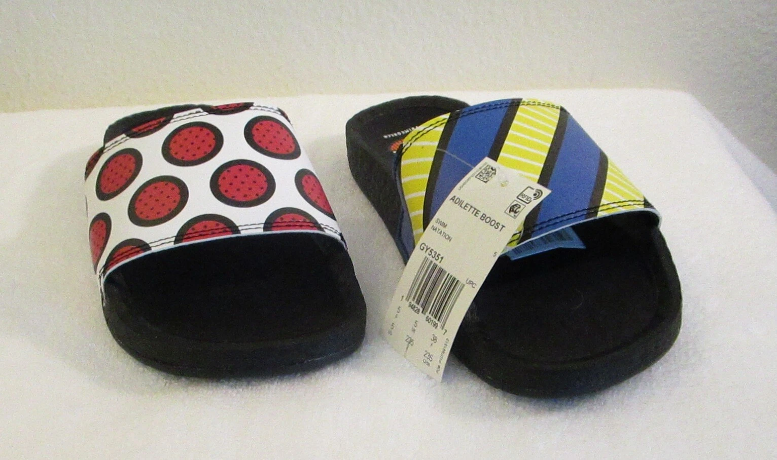 Sandali Adidas Originals unisex Adilette Boost Swim Slide nuovi con etichette 5 neri multi