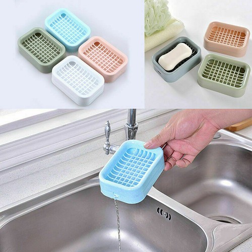 Water Draining Soap Dishes Case Holder Bathroom Drainer Home Soap Storage Box - Afbeelding 1 van 14