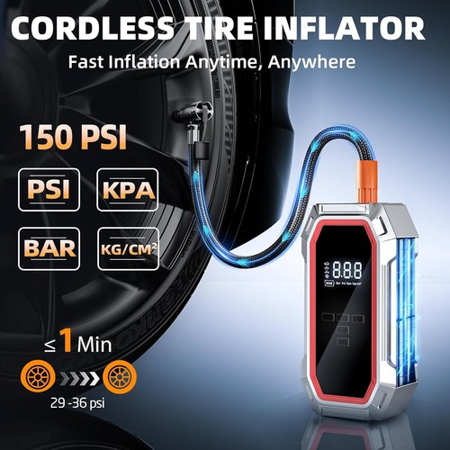 5000A Car Jump Starter with Air Compressor, 150PSI, for Gas/Diesel, Portable - Picture 3 of 8
