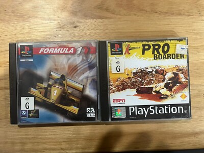 PlayStation 1 PS1 Game bundle x2 FORMULA 1 + PRO BOARDING ESPN + BOTH CIB