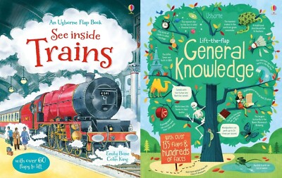 2 x Usborne Flap Books See Inside Trains General Knowledge Hardback Educational