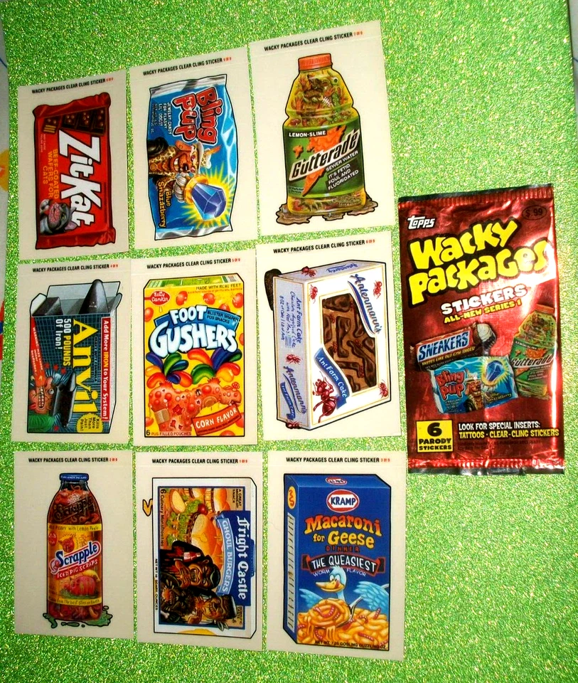 2004 Wacky Packages All New Series 1 {ANS1} Complete Set of Nine Clings+ Wrapper - Image 1 of 1