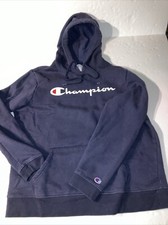 CHAMPION Authentic Hoodie Large Navy w/Drawstring  Dbl Hand Pocket Athleticwear
