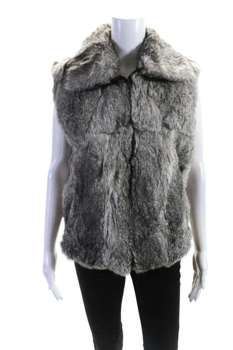 Surell rabbit fur vest sale