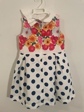 Pretty - NEW - Miss Ebita Girls Dress 5Y Cotton White Floral Print - de