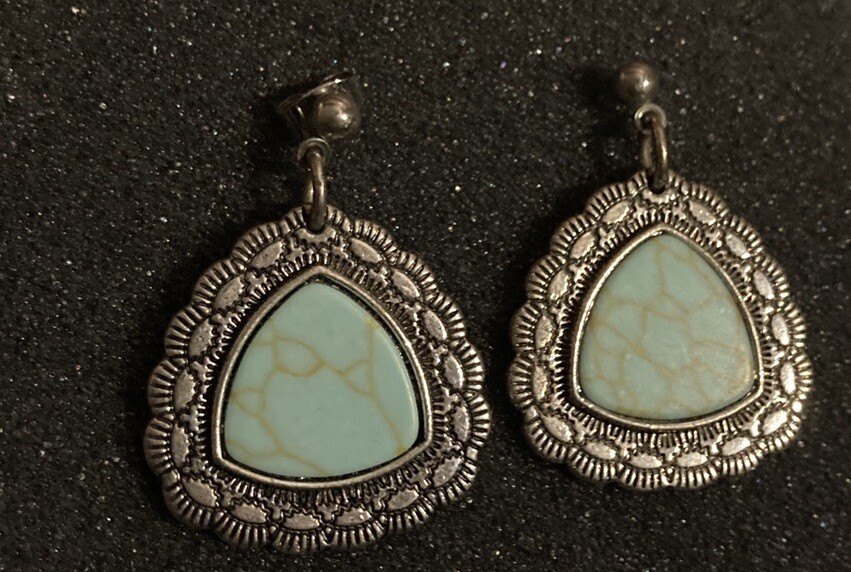 turquoise Scalloped Triangle Dangle earrings - image 1