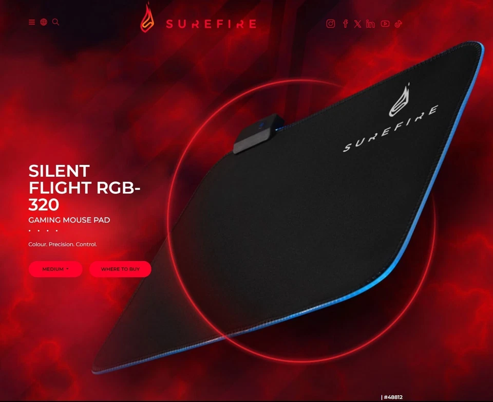 Surefire Gaming 48812 Silent Flight RGB-320, Gaming MousePad ILLUMINATO, Nero - Immagine 4 di 4