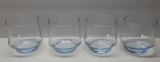 Libbey Impromtu Azure Clear Blue Lowball Glasses Tumblers Set of 4
