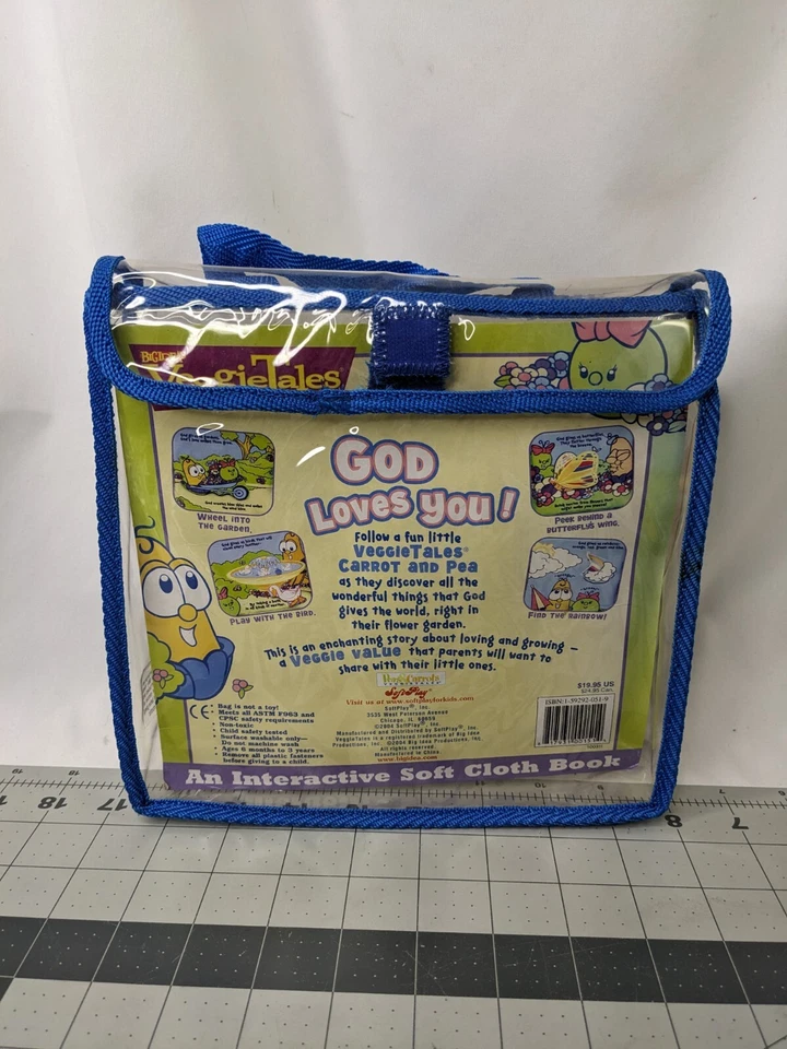 Soft Play Veggie Tales Peas Carrots God Loves You Cloth Book 2004 Stuffed - Image 4 of 4