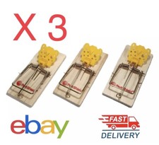 3 X New Traditional Wooden Mouse Large Traps Mice Rodent Trap Durable Catchers
