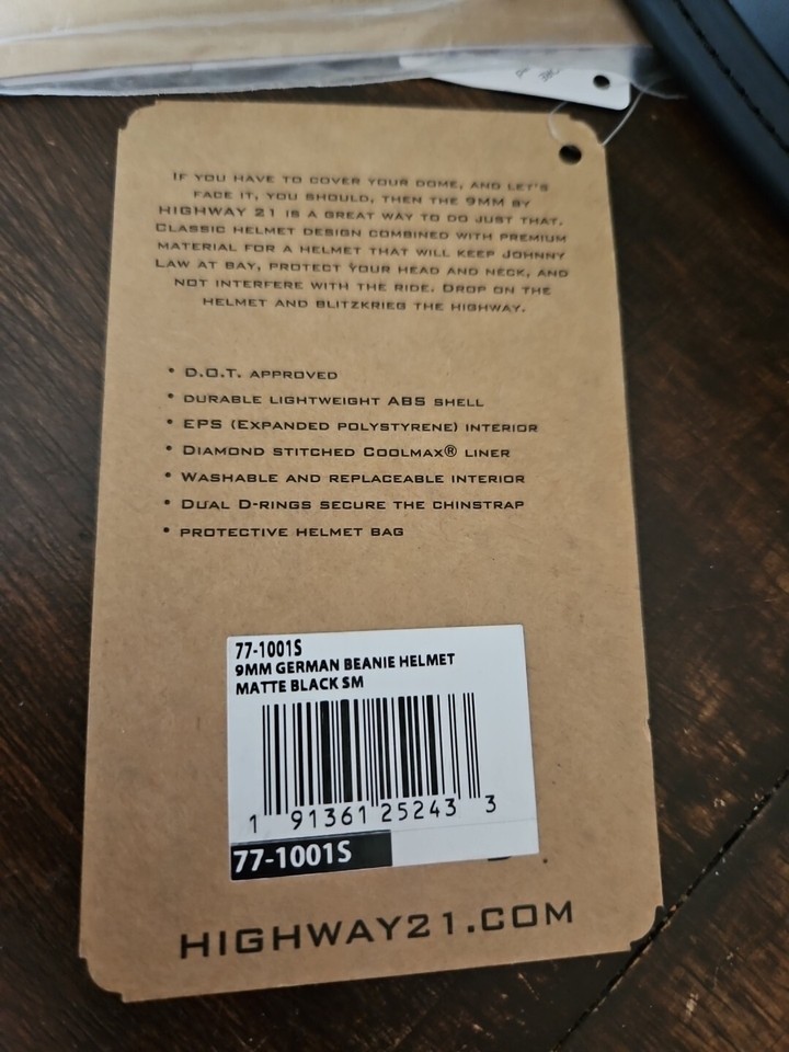 Highway 21 9mm German Beanie Motorcycle Helmet Matte Black Small eBay