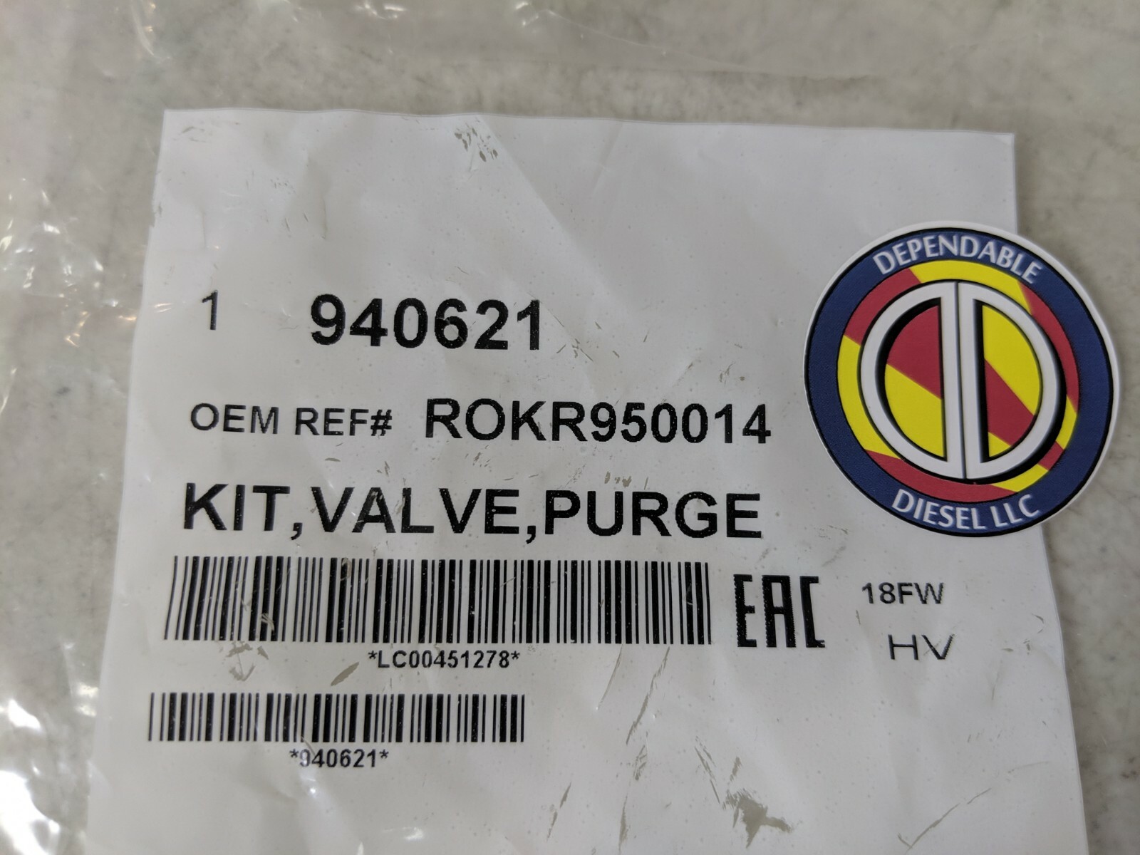 Purge Valve Kit for Wabco SS1200, SS1800. PAI 940621 Ref. Rockwell