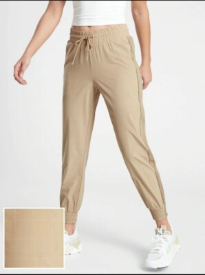 NEW ATHLETA Brooklyn Textured Jogger, Windowpane Silt Taupe Sz